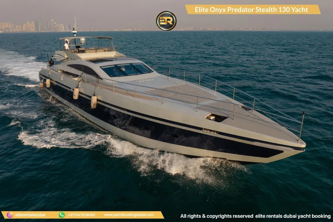 Elite Onyx Predator Stealth 130 Yacht – Yacht mieten in Dubai, 39.6 m